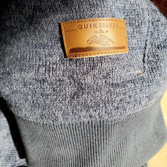 Quiksilver Heather Blue Knit Pullover Hoodie Men's Small - Picture 5 of 7